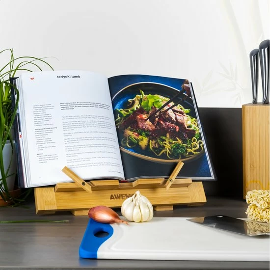 AWEMOZ Boekenstandaard Duurzaam Bamboe Hout – Boekenhouder – Kookboekstandaard Met Bladzijden Houder – Leesstandaard – Verstelbaar In 3 Standen & Inklapbaar - Boekensteun - Tablethouder - Cadeau Voor Man & Vrouw 9 AWEMOZ Boekenstandaard Duurzaam Bamboe Hout – Boekenhouder – Kookboekstandaard Met Bladzijden Houder – Leesstandaard – Verstelbaar In 3 Standen & Inklapbaar - Boekensteun - Tablethouder - Cadeau Voor Man & Vrouw - Afbeelding 7