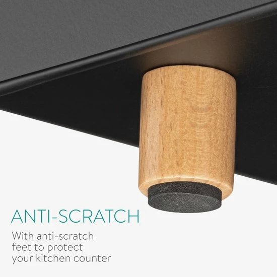 Navaris Metalen Broodtrommel Met Klapdeksel - Vershouddoos Voor Brood - 35 X 24 X 23 Cm - Van Ijzer Met Houten Details In Zwart 5 Navaris Metalen Broodtrommel Met Klapdeksel - Vershouddoos Voor Brood - 35 X 24 X 23 Cm - Van Ijzer Met Houten Details In Zwart - Afbeelding 3