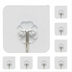 Livono Zelfklevende Ophanghaken- 8 Stuks Zelfklevende Transparant Haakjes - Haken - Badkamer Accessoires - Hanger - Handdoek Haakjes - Zelfklevend - Ophangsysteem - Keuken - Haakjes Ophang