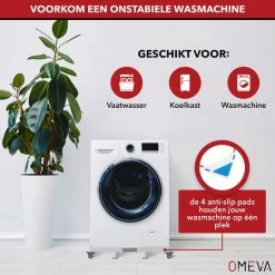 OMEVA® Wasmachine Verhoger Met Wielen- Verhoging Voor Wasmachine - Vaatwasser Koelkast Vriezer En Droger - Inclusief 4 Dempers - Verstelbaar - Wit - Wasmachine Ombouw -BISSELL-Winkel 550x550 805