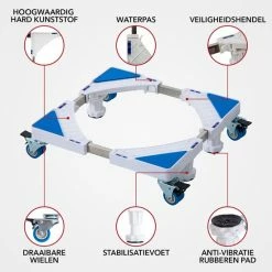 OMEVA® Wasmachine Verhoger Met Wielen- Verhoging Voor Wasmachine - Vaatwasser Koelkast Vriezer En Droger - Inclusief 4 Dempers - Verstelbaar - Wit - Wasmachine Ombouw -BISSELL-Winkel 550x550 807