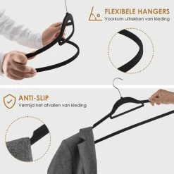 Acaza 100 Anti-slip Kleerhangers - Ultra-dun En Ruimtebesparende Kledinghangers - Zwart -BISSELL-Winkel 550x550 816