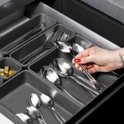 AA Commerce Modulaire Lade Organizer Set Van 8 Bakken - Bestekbak Ladeverdeler Ladebak Organiser Lade Inzet Bak Opbergbak Houder Verdeling Buro/Keukenklade/Keuken/Badkamer - Inzetbak Opbergbakken Voor Opbergen Van Bestek/Cosmetica/Sieraden - Kunststof - Grijs -BISSELL-Winkel 550x550 827