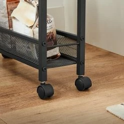 Luxgoods ™ Serveerwagen, Verrijdbaar Keukenrek, Smal, Keukenwagen, Verrijdbare Trolley, 360° Zwenkwielen, Metalen Frame, Voor Keuken, Woonkamer, Kantoor Aan Huis, Vintage Bruin-zwart -BISSELL-Winkel 550x550 848