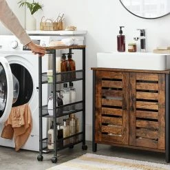 Luxgoods ™ Serveerwagen, Verrijdbaar Keukenrek, Smal, Keukenwagen, Verrijdbare Trolley, 360° Zwenkwielen, Metalen Frame, Voor Keuken, Woonkamer, Kantoor Aan Huis, Vintage Bruin-zwart -BISSELL-Winkel 550x550 849