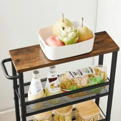 Luxgoods ™ Serveerwagen, Verrijdbaar Keukenrek, Smal, Keukenwagen, Verrijdbare Trolley, 360° Zwenkwielen, Metalen Frame, Voor Keuken, Woonkamer, Kantoor Aan Huis, Vintage Bruin-zwart -BISSELL-Winkel 550x550 850