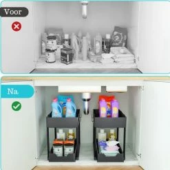Gohh® Gohh Keuken Organizer – Keukenkast Organizer - Uitschuifbaar – Opbergen - Zwart - Set Van 2 -BISSELL-Winkel 550x550 858