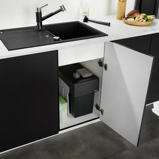 Blanco - Inbouw Prullenbak - 30 Liter Inhoud - Met 2 Compartimenten - Grijs 5 Blanco - Inbouw Prullenbak - 30 Liter Inhoud - Met 2 Compartimenten - Grijs - Afbeelding 3