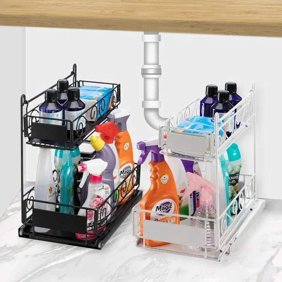 HollyHOME -Keuken Organizer Tweelaags - Aanrecht - Schuiflade - Gootsteenkast Organizer - Aanrecht Organiser - Keukenrek - Kast Organizer - Ladesysteem - Organizer Lade - Multifunctionele - Voor Keuken Badkamer - Wit 3 HollyHOME -Keuken Organizer Tweelaags - Aanrecht - Schuiflade - Gootsteenkast Organizer - Aanrecht Organiser - Keukenrek - Kast Organizer - Ladesysteem - Organizer Lade - Multifunctionele - Voor Keuken Badkamer - Wit