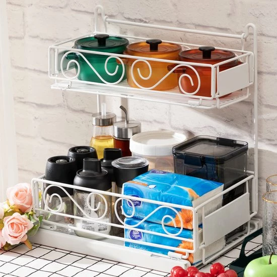 HollyHOME -Keuken Organizer Tweelaags - Aanrecht - Schuiflade - Gootsteenkast Organizer - Aanrecht Organiser - Keukenrek - Kast Organizer - Ladesysteem - Organizer Lade - Multifunctionele - Voor Keuken Badkamer - Wit 4 HollyHOME -Keuken Organizer Tweelaags - Aanrecht - Schuiflade - Gootsteenkast Organizer - Aanrecht Organiser - Keukenrek - Kast Organizer - Ladesysteem - Organizer Lade - Multifunctionele - Voor Keuken Badkamer - Wit - Afbeelding 2