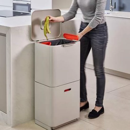 Joseph Joseph Intelligent Waste Prullenbak Totem 2.0 Recycler - 60 L - Stone Wit 9 Joseph Joseph Intelligent Waste Prullenbak Totem 2.0 Recycler - 60 L - Stone Wit - Afbeelding 7