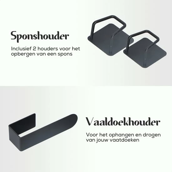 Cece Samuels® RVS Vaatdoekhouder Gootsteen – Gootsteenkast Organizer & Aanrecht Organiser - Incl. 2 Sponshouders 9 Cece Samuels® RVS Vaatdoekhouder Gootsteen – Gootsteenkast Organizer & Aanrecht Organiser - Incl. 2 Sponshouders - Afbeelding 7