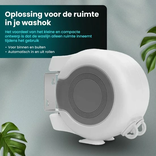 HMERCH Waslijn Uittrekbaar - 26 Meter Drooglengte - 2x Waslijndraad Voor Binnen & Buiten - Wasdraad - Roldrooglijn - Alternatief Voor Wasrek / Droogrek / Wanddroogrek - Drooglijn Oprolbaar 4 HMERCH Waslijn Uittrekbaar - 26 Meter Drooglengte - 2x Waslijndraad Voor Binnen & Buiten - Wasdraad - Roldrooglijn - Alternatief Voor Wasrek / Droogrek / Wanddroogrek - Drooglijn Oprolbaar - Afbeelding 2