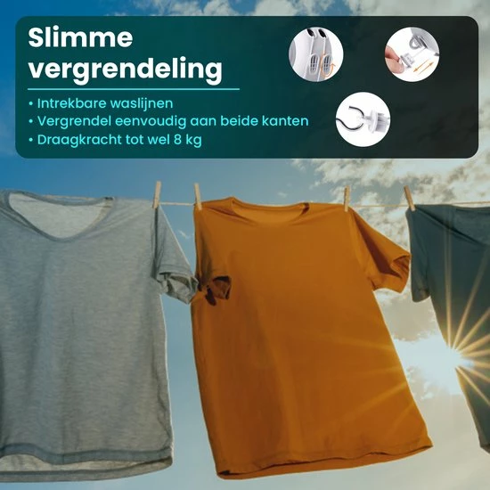 HMERCH Waslijn Uittrekbaar - 26 Meter Drooglengte - 2x Waslijndraad Voor Binnen & Buiten - Wasdraad - Roldrooglijn - Alternatief Voor Wasrek / Droogrek / Wanddroogrek - Drooglijn Oprolbaar 7 HMERCH Waslijn Uittrekbaar - 26 Meter Drooglengte - 2x Waslijndraad Voor Binnen & Buiten - Wasdraad - Roldrooglijn - Alternatief Voor Wasrek / Droogrek / Wanddroogrek - Drooglijn Oprolbaar - Afbeelding 5