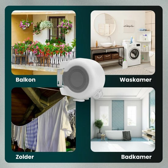 HMERCH Waslijn Uittrekbaar - 26 Meter Drooglengte - 2x Waslijndraad Voor Binnen & Buiten - Wasdraad - Roldrooglijn - Alternatief Voor Wasrek / Droogrek / Wanddroogrek - Drooglijn Oprolbaar 10 HMERCH Waslijn Uittrekbaar - 26 Meter Drooglengte - 2x Waslijndraad Voor Binnen & Buiten - Wasdraad - Roldrooglijn - Alternatief Voor Wasrek / Droogrek / Wanddroogrek - Drooglijn Oprolbaar - Afbeelding 8