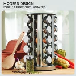 SensaHome 360 Graden Roteerbare Kruidencarrousel - Kruidenrek/Kruidenmolen - 20 Kruidenpotjes - 5 Laags - Draaibaar - 20 Specerijen Potjes - Specerijenmolen -BISSELL-Winkel 550x550 980