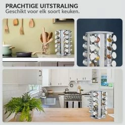 SensaHome 360 Graden Roteerbare Kruidencarrousel - Kruidenrek/Kruidenmolen - 20 Kruidenpotjes - 5 Laags - Draaibaar - 20 Specerijen Potjes - Specerijenmolen -BISSELL-Winkel 550x550 981