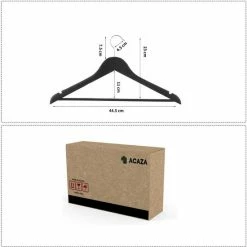 ACAZA 20 Stuks Massief Houten Kledinghangers, Esdoorn Hout, Glad Oppervlak, Kleerhanger Met Inkeping En Broeklat, Dames/Heren/Volwassenen, Zwart -BISSELL-Winkel 550x551 23