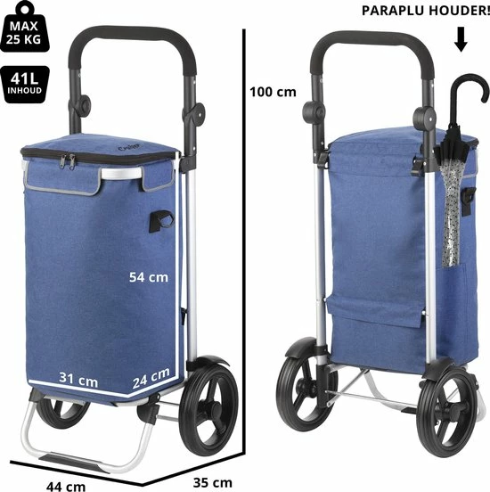 Shoppingcruiser ® ‘Allround’ Boodschappentrolley | Boodschappenwagen Met Koelvak | Afneembare Schoudertas | Waterafstotend | Blauw 5 Shoppingcruiser ® ‘Allround’ Boodschappentrolley | Boodschappenwagen Met Koelvak | Afneembare Schoudertas | Waterafstotend | Blauw - Afbeelding 3