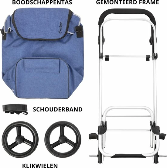 Shoppingcruiser ® ‘Allround’ Boodschappentrolley | Boodschappenwagen Met Koelvak | Afneembare Schoudertas | Waterafstotend | Blauw 11 Shoppingcruiser ® ‘Allround’ Boodschappentrolley | Boodschappenwagen Met Koelvak | Afneembare Schoudertas | Waterafstotend | Blauw - Afbeelding 9