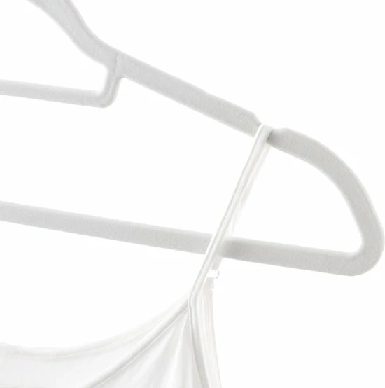 ACAZA Set Van 50 Kledinghangers Met Fluweel - Ultra-dunne Kleerhangers Met Anti-Slip - Kapstokken Met Broeklat Of Roklat - Wit 4 ACAZA Set Van 50 Kledinghangers Met Fluweel - Ultra-dunne Kleerhangers Met Anti-Slip - Kapstokken Met Broeklat Of Roklat - Wit - Afbeelding 2