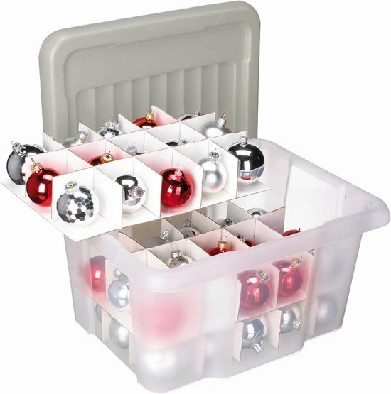 Sunware Nesta Kerstballen Opbergbox 24L - Trays Voor 45 Kerstballen - Transparant/grijs 4 Sunware Nesta Kerstballen Opbergbox 24L - Trays Voor 45 Kerstballen - Transparant/grijs - Afbeelding 2