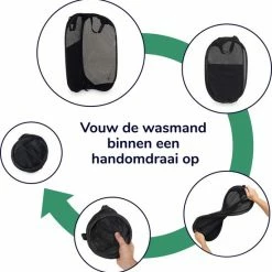Wonair - Opvouwbare Wasmand - Wassorteerder - Extra Opbergvak – Met Hengsel - 70L - Zwart -BISSELL-Winkel 550x556 10