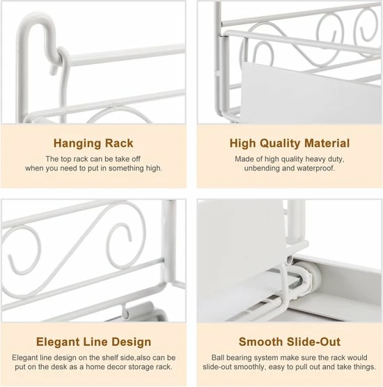 HollyHOME -Keuken Organizer Tweelaags - Aanrecht - Schuiflade - Gootsteenkast Organizer - Aanrecht Organiser - Keukenrek - Kast Organizer - Ladesysteem - Organizer Lade - Multifunctionele - Voor Keuken Badkamer - Wit 7 HollyHOME -Keuken Organizer Tweelaags - Aanrecht - Schuiflade - Gootsteenkast Organizer - Aanrecht Organiser - Keukenrek - Kast Organizer - Ladesysteem - Organizer Lade - Multifunctionele - Voor Keuken Badkamer - Wit - Afbeelding 5