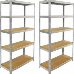 ERRO Metalen Opbergrek/Stellingkast Met 5 Legborden - 175kg Draagkracht Per Plank - 2 Stuks