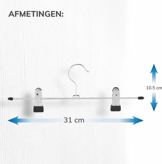 ACAZA Antislip Broekhangers Met Knijpers Voor Heren Of Dames - 30 Stuks Kleding Hangers Met Klemmen - Broek En Rok Houder - 31cm 8 ACAZA Antislip Broekhangers Met Knijpers Voor Heren Of Dames - 30 Stuks Kleding Hangers Met Klemmen - Broek En Rok Houder - 31cm - Afbeelding 6