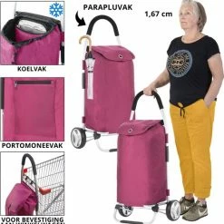 ShoppingCruiser® ‘Foldable’ Boodschappentrolley | Opvouwbare Boodschappenwagen |Afneembare Boodschappentas | Koelvak | Fuchsia -BISSELL-Winkel 550x565 3