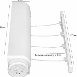 Wonix® - Roldrooglijn - Waslijn Uittrekbaar Tot 3.2 M - 4 Cables - 12.8m - Wit 10 Wonix® - Roldrooglijn - Waslijn Uittrekbaar Tot 3.2 M - 4 Cables - 12.8m - Wit -BISSELL-Winkel 550x566 2