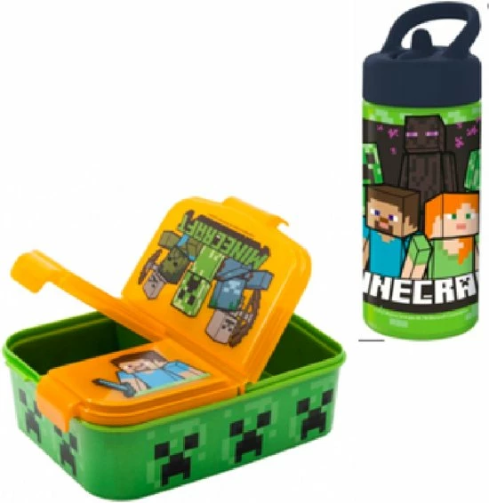 Star Minecraft Multi Brooddoos/ Broodtrommel + Drinkfles 400 Ml 3 Star Minecraft Multi Brooddoos/ Broodtrommel + Drinkfles 400 Ml