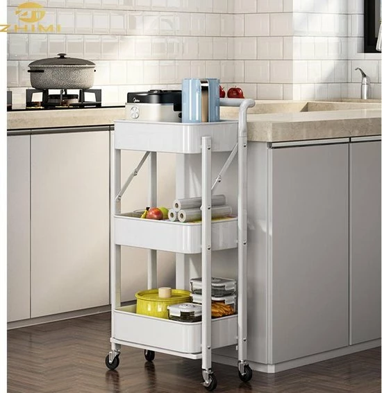 TammaT Inklapbare Keukentrolley - Keukentrolley Op Wieltjes - Serveerwagen - Keuken Trolley Metaal - Zwart - 89,5*44*30cm 7 TammaT Inklapbare Keukentrolley - Keukentrolley Op Wieltjes - Serveerwagen - Keuken Trolley Metaal - Zwart - 89,5*44*30cm - Afbeelding 5