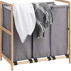 ACAZA Wasmand - Wassorteerder Met 3 Vakken - Stof / Bamboe - Grijs -BISSELL-Winkel 550x571 4