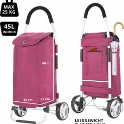 ShoppingCruiser® ‘Foldable’ Boodschappentrolley | Opvouwbare Boodschappenwagen |Afneembare Boodschappentas | Koelvak | Fuchsia -BISSELL-Winkel 550x574 4