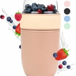 Coninx Yoghurtbeker To Go - Muesli Beker To Go - Lunchbeker - Mueslibeker 640ml (450ml+190ml) - Bruin