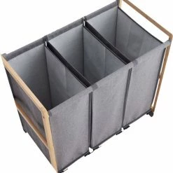 ACAZA Wasmand - Wassorteerder Met 3 Vakken - Stof / Bamboe - Grijs -BISSELL-Winkel 550x590 1
