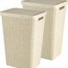 Curver Jute Wasmand Met Deksel 58L - 2 Stuks - Gebroken Wit - Recycled Kunststof -BISSELL-Winkel 550x596