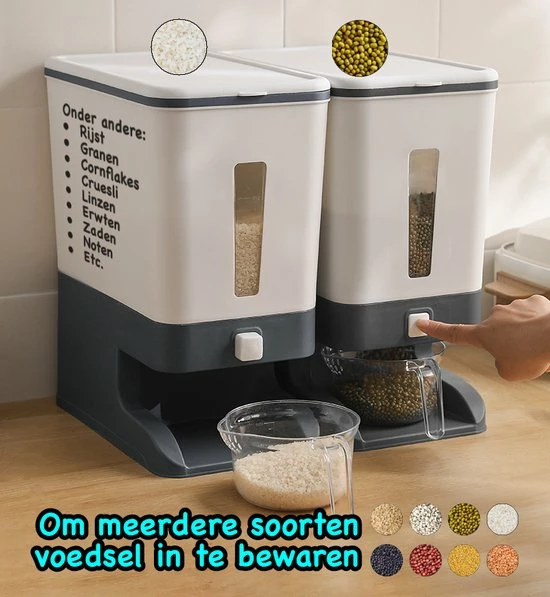 ProSolve Rijst Dispenser - Bewaarpotten - Keuken Opslag - Dispenser Cornflakes, Granen, Snoep, Noten, Voedsel - Keuken Gadgets - Opbergdoos Met Deksel - Voorraadpotten - Opbergpotten - Rijst Bewaren - Black Friday 2022 Deals - Rijst Opbergdoos 10 Kg Opslag 8 ProSolve Rijst Dispenser - Bewaarpotten - Keuken Opslag - Dispenser Cornflakes, Granen, Snoep, Noten, Voedsel - Keuken Gadgets - Opbergdoos Met Deksel - Voorraadpotten - Opbergpotten - Rijst Bewaren - Black Friday 2022 Deals - Rijst Opbergdoos 10 Kg Opslag - Afbeelding 6