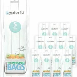 Brabantia PerfectFit Composteerbare Vuilniszakken - 6 L - Code S - 12 Rollen X 10 Stuks