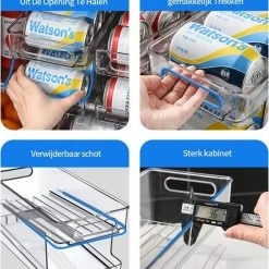 Buxibo - Frisdrankblik Organizer/Dispenser - Blikjes Storage - Container Voor Koelkast, Keuken, Kasten, Voorraadkast -Transparant -BISSELL-Winkel 550x621