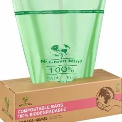 Mr. Green Mind Biozakken 40/45 Liter 60 Stuks Biologisch Afbreekbare Afvalzakken – 55 X 76 Cm - 100% Composteerbare Vuilniszakken - Incl. Dispenser - Gft Afvalzakken