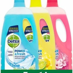 Dettol - 3L Allesreiniger Power & Fresh - Katoenfris 1x1L - Citrus 1x1L - Kersenbloesem 1x1L - Voordeelverpakking