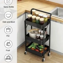 TammaT Inklapbare Keukentrolley - Keukentrolley Op Wieltjes - Serveerwagen - Keuken Trolley Metaal - Zwart - 89,5*44*30cm 17 TammaT Inklapbare Keukentrolley - Keukentrolley Op Wieltjes - Serveerwagen - Keuken Trolley Metaal - Zwart - 89,5*44*30cm -BISSELL-Winkel 550x648 3