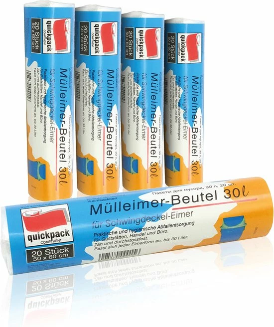 Quickpack® | 5 Rollen A 20 Pedaalemmerzakken | 30 Liter 3 Quickpack® | 5 Rollen A 20 Pedaalemmerzakken | 30 Liter