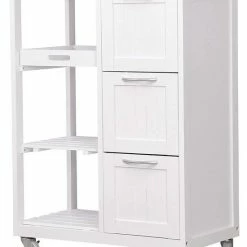 Chimb Keuken Trolley Op Wieltjes - 3 Lades En 3 Plankjes - Wit