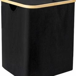 BrandtBergkamp Opvouwbare Wasmand Met Deksel – Wassorteerder – Wasmanden – Wasmand Bamboe – Zwart - 60Liter -BISSELL-Winkel 550x663