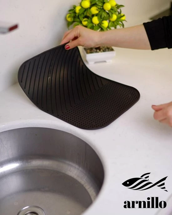 Merkloos Afdruipmat Met GRATIS Afwasborstel - Droogmat - Afdruipmat Siliconen - BPA Vrij - Afdruipmat Voor Afwas - Zwart 4 Merkloos Afdruipmat Met GRATIS Afwasborstel - Droogmat - Afdruipmat Siliconen - BPA Vrij - Afdruipmat Voor Afwas - Zwart - Afbeelding 2