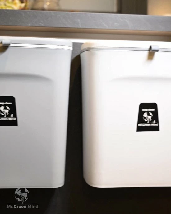Mr. Green Mind 9L Prullenbak – Hangen Of Staan – Aanrecht Afvalbakje – GFT Afvalbak – Wit - Goed Sluitende Deksel - Geen Geur En Fruitvliegen - Afvalscheiding 4 Mr. Green Mind 9L Prullenbak – Hangen Of Staan – Aanrecht Afvalbakje – GFT Afvalbak – Wit - Goed Sluitende Deksel - Geen Geur En Fruitvliegen - Afvalscheiding - Afbeelding 2